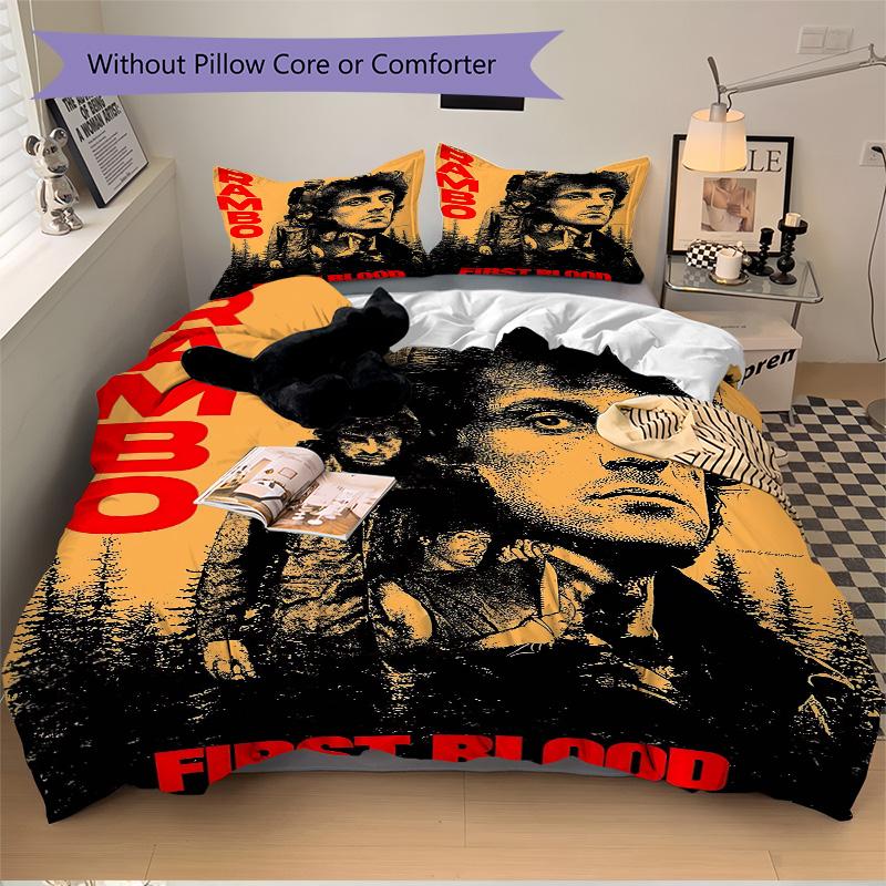 Rambo First Blood Action Print 3Pcs Bedding Set,Duvet Cover with 2 Bedro,Pillowcase Home Birthday Gift