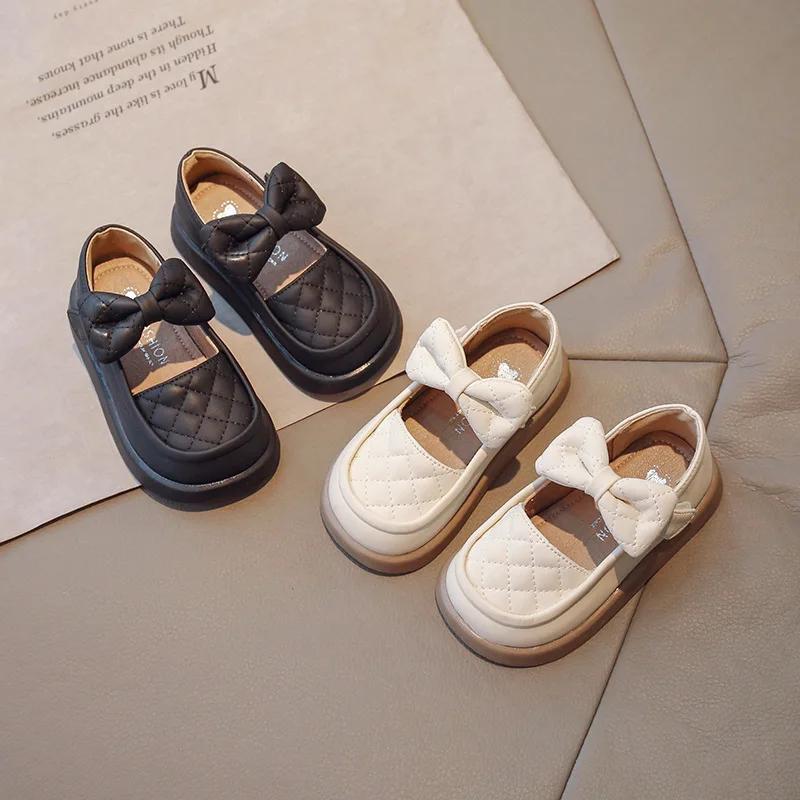 Elegant Palid Pattern Vamp School Shoes Girls Fully Flat Heeled Little Girl mary jane Shoes Child Princess Casual Shoes G08251