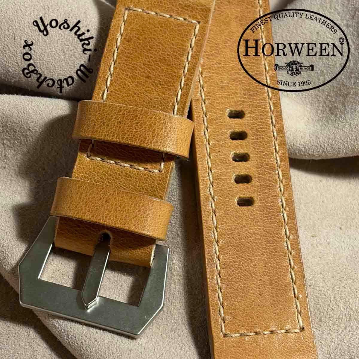 Used hor-269 Sample Product HORWEEN Derby / Light Natural GPF Buckle Included Watch Strap (Lug 26mm - Buckle Width 26mm)