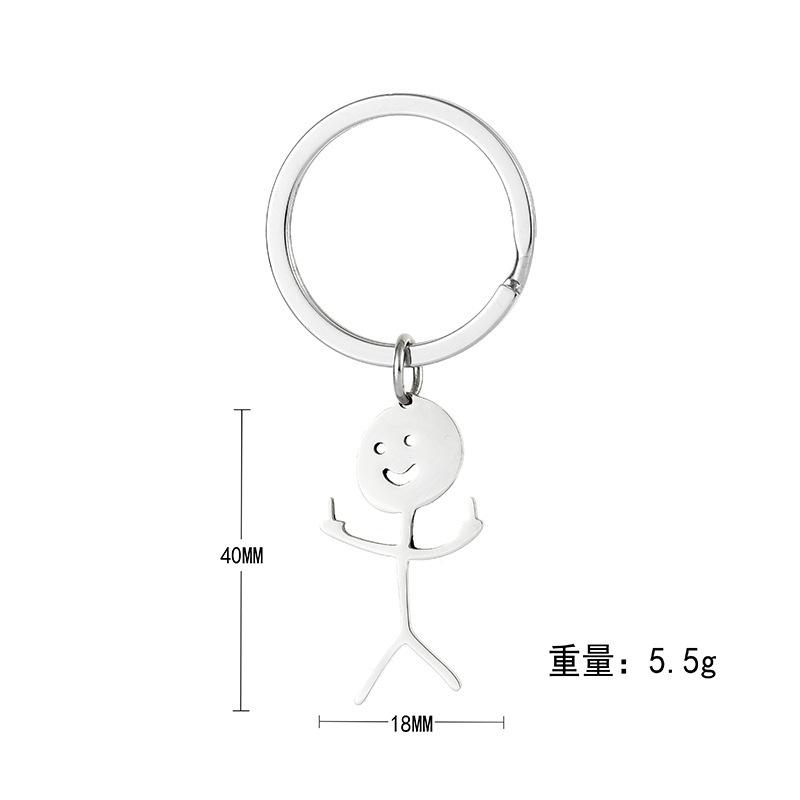 Personalized Middle Finger Stickman Pendant Necklace Stainless Steel Matchstick Hand Gesture Necklace Funny Doodle Necklace