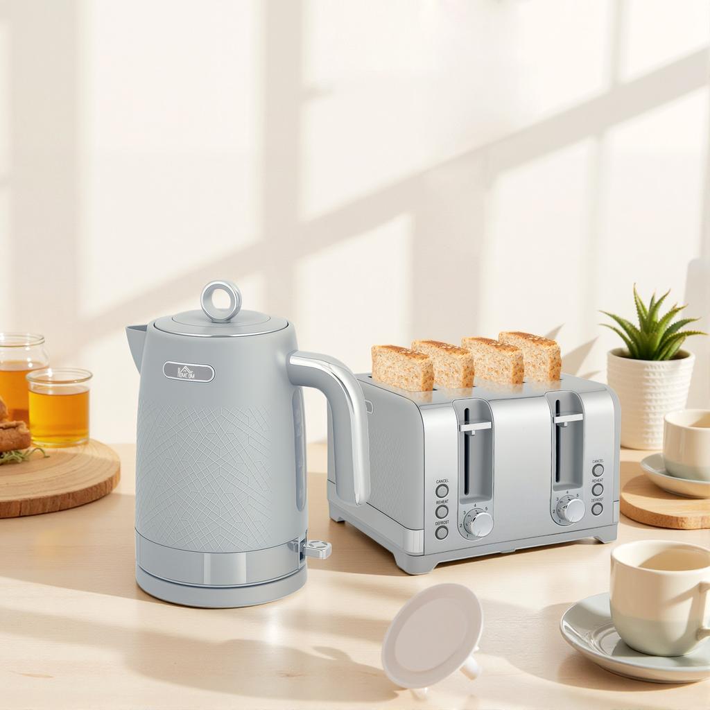 Kettle and Toaster Set, 1.7L 2200W Rapid-boil Kettle with Thermostat