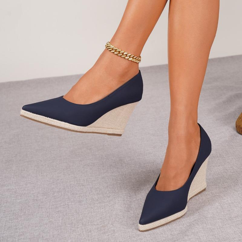 Neue Frühjahrs- und Herbst-flache Einzel-Schuhe vielseitig und bequem dicke Sohle wasserdichtes Obermaterial High Heels Damen spitz Keilabsatz