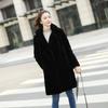 Women's Mid-Length Faux Fur Coat Lapel Design Warm Loose Fit Casual Winter Outerwear