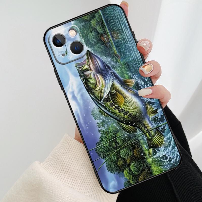 Bass Fishing Baits Lures Hook Tackle Phone Case For iPhone 17 Pro Max 14 13 12 11 15 16 Pro Max mini 15 16 Plus 16e 17 Air Cover