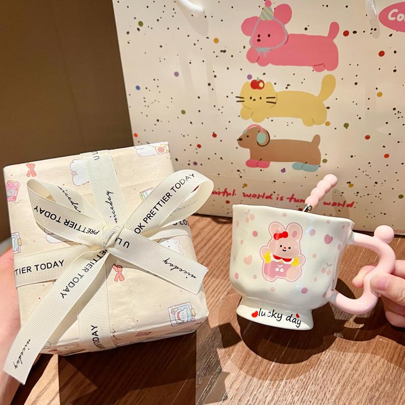 Ins Cute Cartoon Goblet Pacha Dog Mug Water Cup Couple Ceramic Cup Birthday Gift Girls Practical