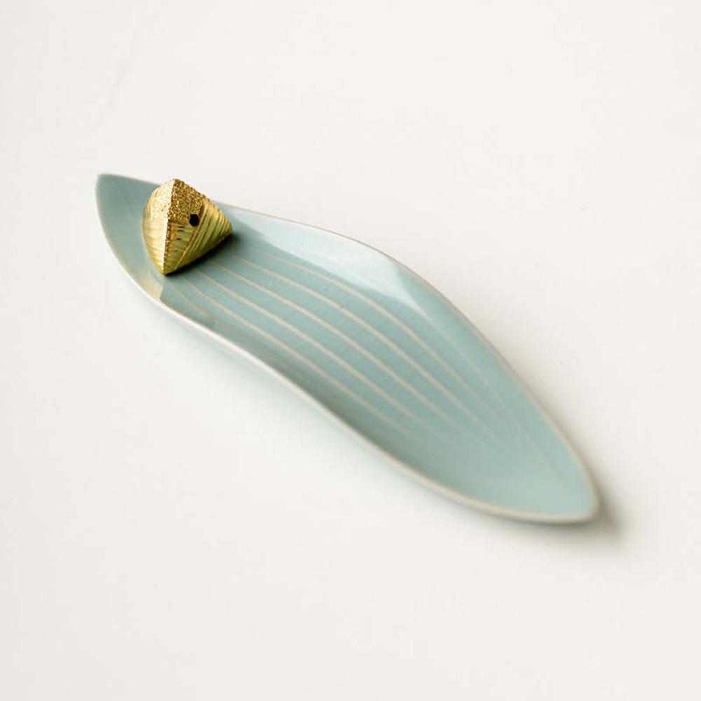Boat Shape Zongzi Incense Holder Mini with Zongzi Leaf Base Incense Stick Burner Zen Style Traditional Aromatherapy Ornament