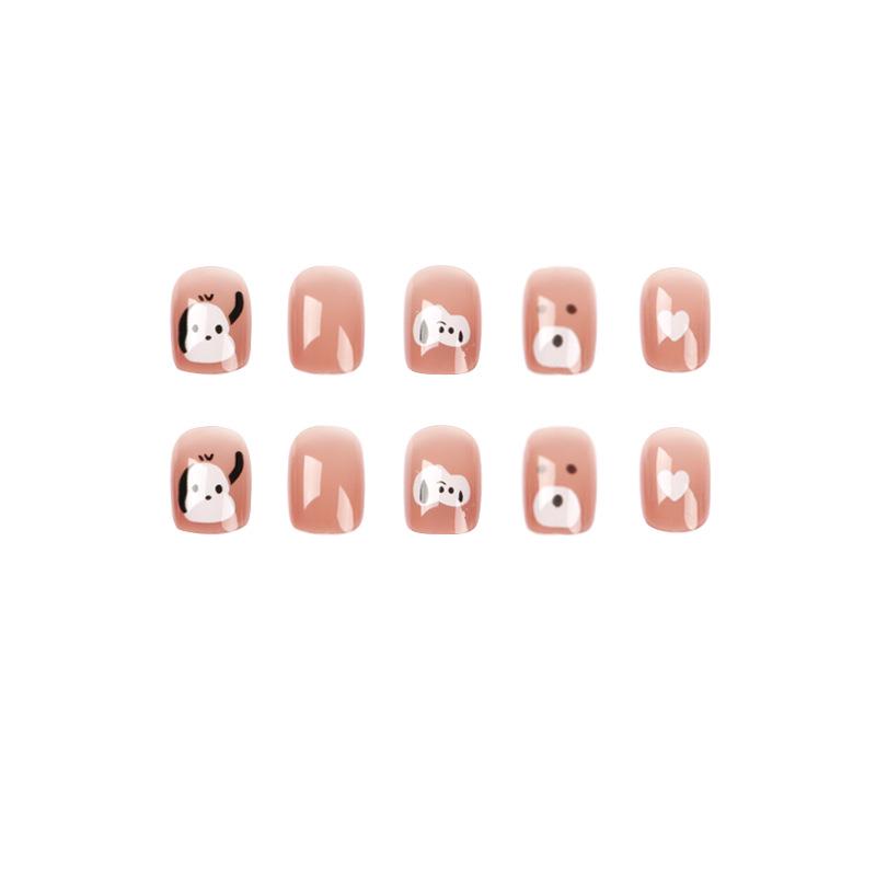 Entzückende Bär & Welpe Rosa Nagelspitzen - Kurzer Stil, Vielseitige Nude Aufkleber