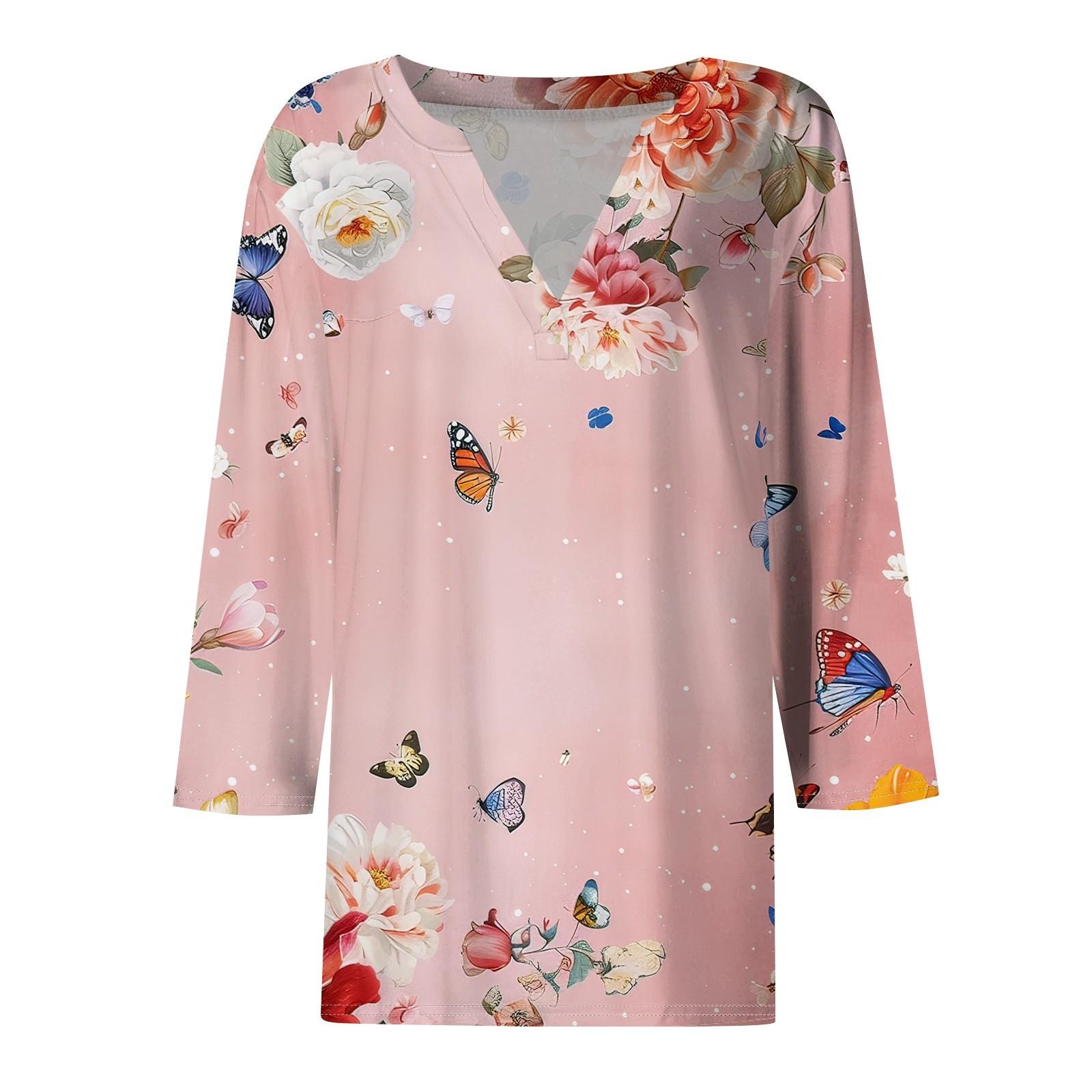 Женская футболка Футболка с принтом Рукав 3/4 Повседневные Выходные Мода Базовый — фото 4