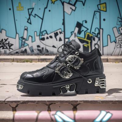 Men and Women Vintage Rock Couple Shoes Dark Punk Leather Retro Boots Metal Niche Design Unisex Single Platform Shoes