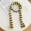 Handcrafted Knit Colorblock Scarf Unisex Japanese Minimalist Chic Wrap Warm Winter Accessory 170cm