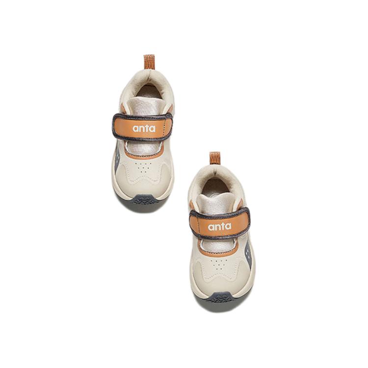 Anta Kids Shock Absorbing Wear Resistant Low Top Walking Shoes Baby Shoes White Brown A12430051-1