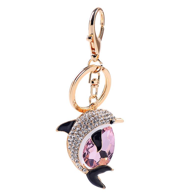 Kreativní přívěsek na klíče se zvířaty delfín Jednoduchý lehký luxusní korejský módní přívěsek na klíče Kovové diamanty Přívěsky do auta Dámské přívěsky na kabelky Přívěsek na klíče