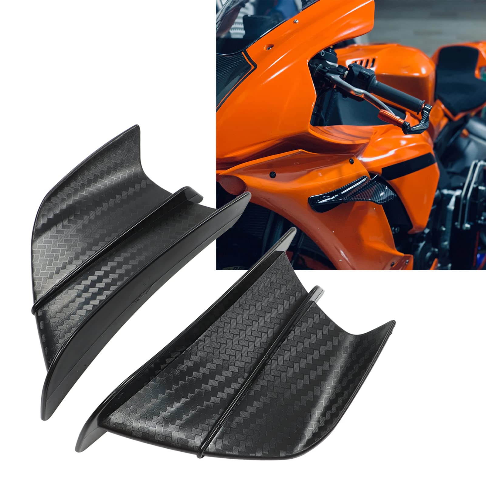 

Vbestlife NINJA400 NINJA250 Z900 Z1000, 1 Pair Motorcycle Winglets Carbon Fiber Style Aerodynamic Winglets for Motorcycle Windings