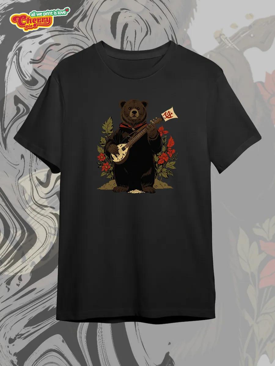 Black unisex T-shirt with Christian print L