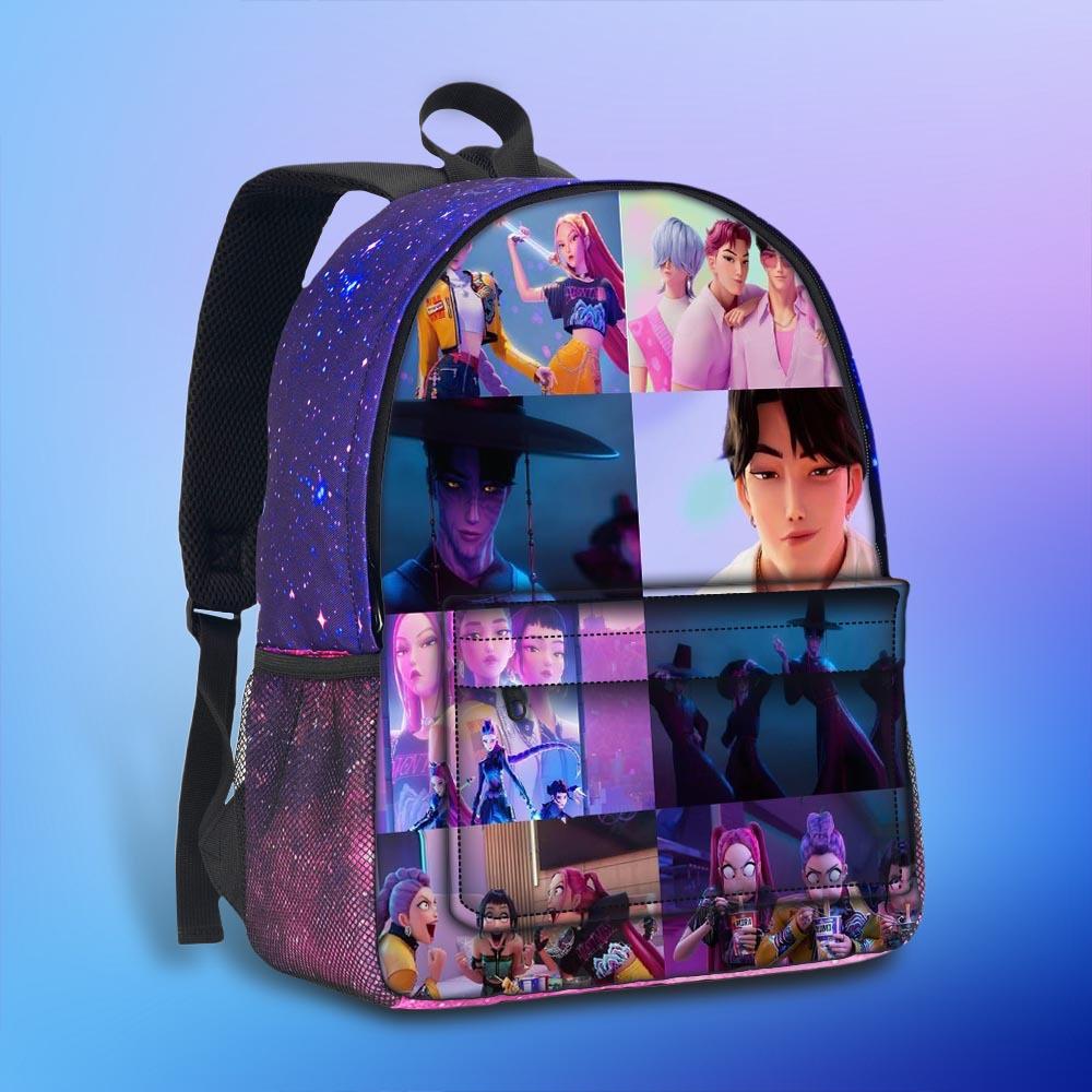 New Hunterx Kpop Starry Sky Backpack for Elementary and Middle School Students (Witch Hunter Girls Anime Cartoon Starry Sky Backpack) 6277