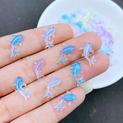 100 Adet/takım Sevimli Mini Reçine Parlak Balık Flatback Nail Art Takı Tırnak Takılar DIY Tırnak Süsleme