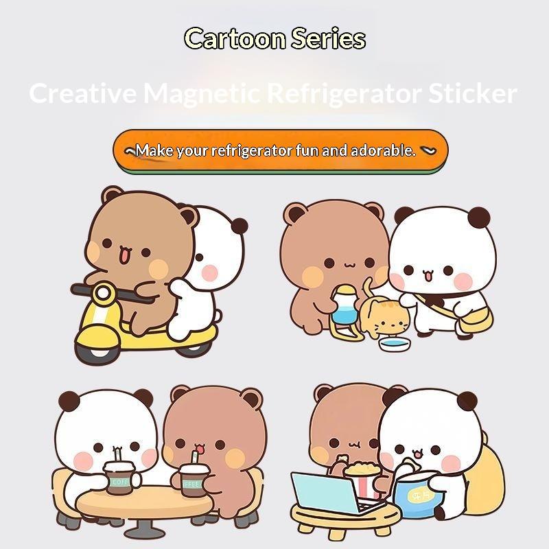Cute Fridge Magnets Kawaii Bear Refrigerator Magnets Sticker Home Decor Sticker Creative Anime Home Accessories