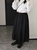 Women's Black Cropped Wide-Leg Pants: Dark Design, Loose Fit, Flaw-Covering, Casual Spring/Autumn Wear
