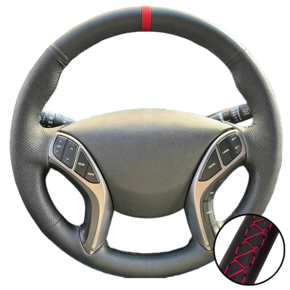 Hand-stitched Black Microfiber Leather 2011-2016 Avante i30 2012-2016 Steering Wheel Cover For Hyundai Elantra Car Accessories