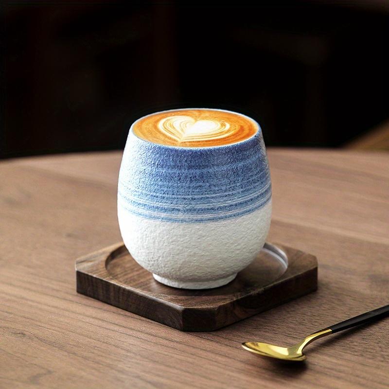 4pcs Mixed Ceramic Coffee Cup Set,Small Espresso Cups, Coarse Pottery Handmade Creative Striped Nordic Style Mugs,Breakfast Cups,Milk Cups,Latte Cups