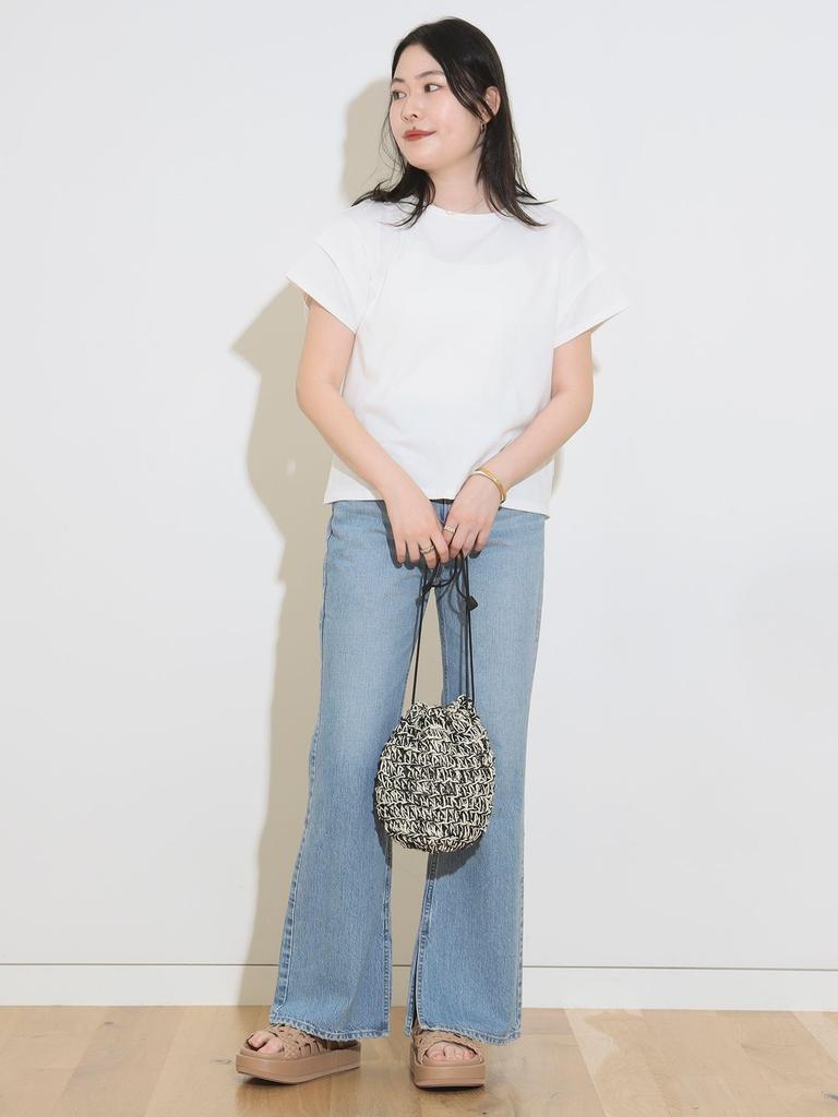 Beams Heart Gathered Pullover with Different Fabrics at the One Size S/S Tee, Back, Women's, OFF_WHITE,