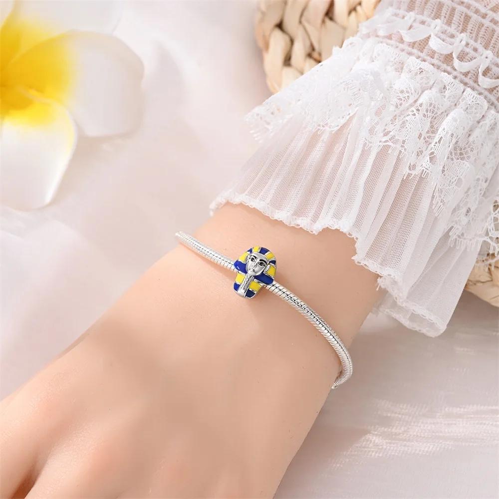 Charms Original Copper Plated Pharaoh'S Mask Beads Fit Bracelet Diy Fine Gift Women Delicate Jewelry Accessory