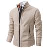 Business Casual Standing Collar Middle-aged and Young Daddy Outfit with Velvet Knitted Sweater Jacket Men