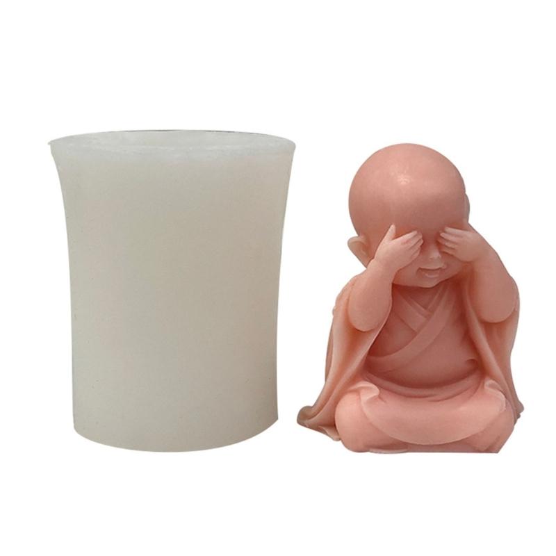 Buddhas Monk Shape Silicone Molds DIY Epoxy Resin Molds Table Ornament Mould Candle Plasters Making Tool Easy-to Clean