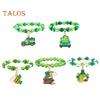 Shamrock Bracelet St. Patricks Day Irish Beaded Jewelry with Glass Beads And Charms Lucky Charm Bracelet for Festive Celebrations Elastic Clover