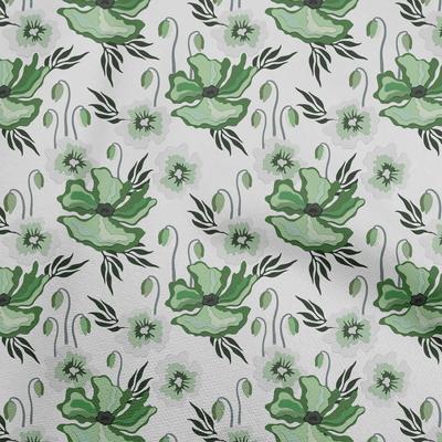 Tissu Coton Flex Vert Floral Rétro Fournitures de Quilting Imprimé Tissu à Coudre Au Mètre 40 Pouces