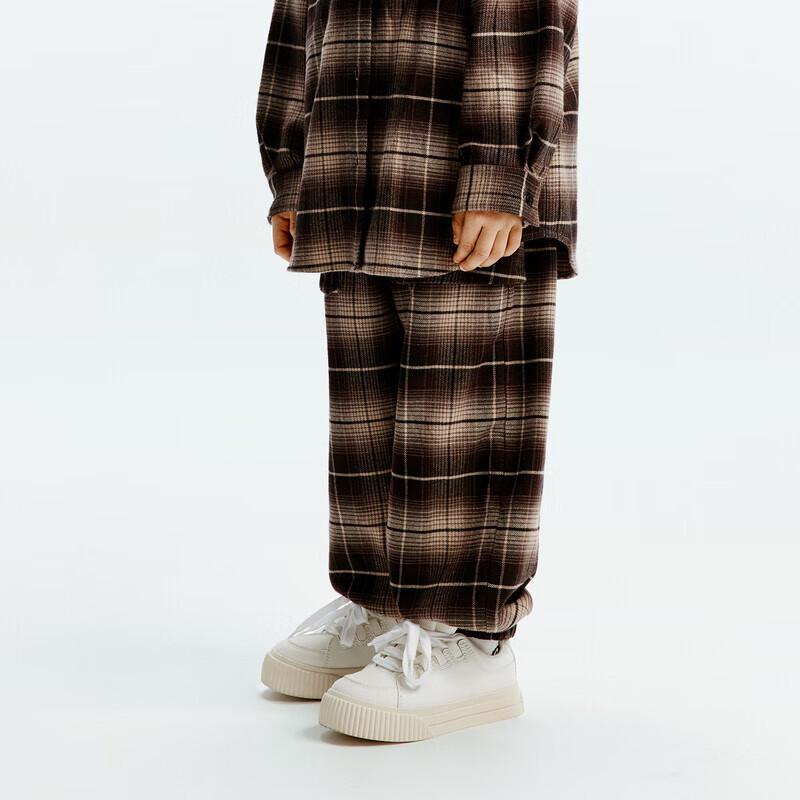 

little MO&Co. Boys Plaid Cotton Tapered Casual Pants 160