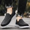 Herren Outdoor Canvas Schuhe Schwarz Slipper Sneakers Fahrschuhe Lässig Khaki Weite Schuhspitze für Weiter Übergröße Leicht