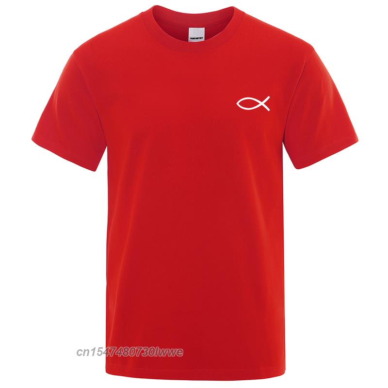 New T Shirt Unisexs Brand Tees Boys Male TShirt Tops Christian Jesus Fish High Quality Brand Unisex Tshirt