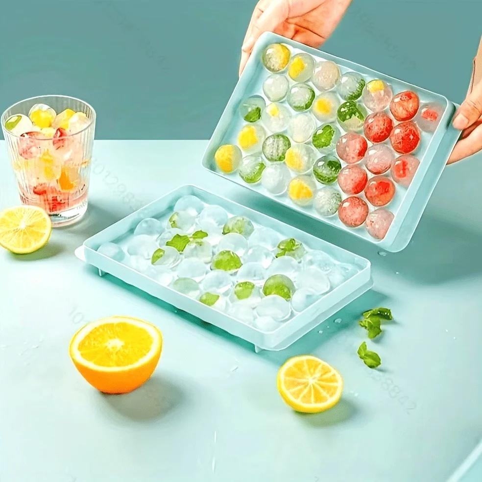 1-3pc 33Grids 3D Round Ice Cube Tray Freezer Ice Ball Maker Mold Easy Release DIY Molds Cocktail Whiskey Ice Mold Kitchen Tool