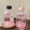 Kawaii Vattenflaska Estetisk Tumlare För Iskaffe Juice Te Söta Rosett Plastmuggar Med Sugrörslock Bärbar Drickflaska