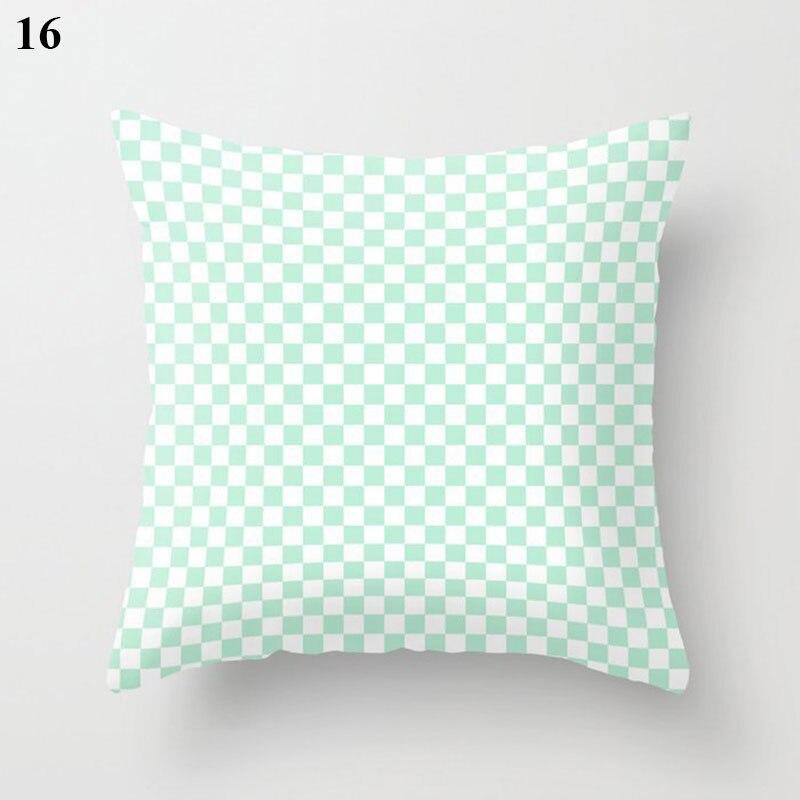 Light Blue Green Mint Color Cushion Cover Geometric Pattern Smooth Pillowcase American Cozy Soft Home Decoration