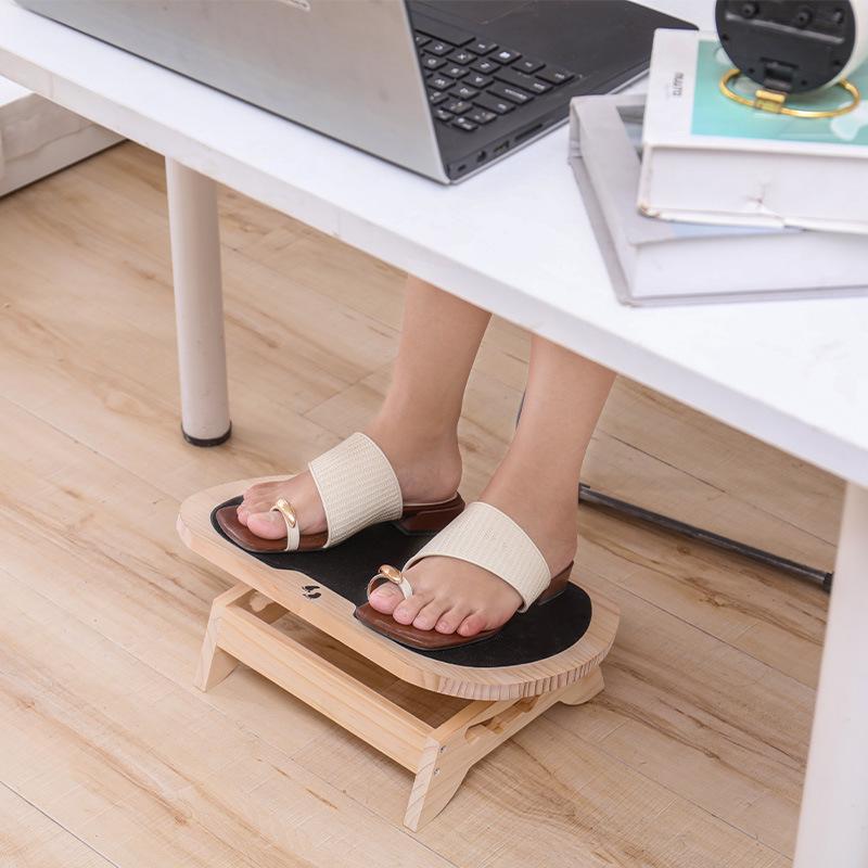 Solid Wood Footstool & Children's Heightening Pad for Office Desks