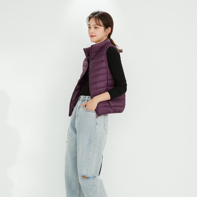 Thin Down Jacket Vest Women's New Autumn and Winter 2024 90 White Duck Down Vest Stand-up Collar Short Vest Tide