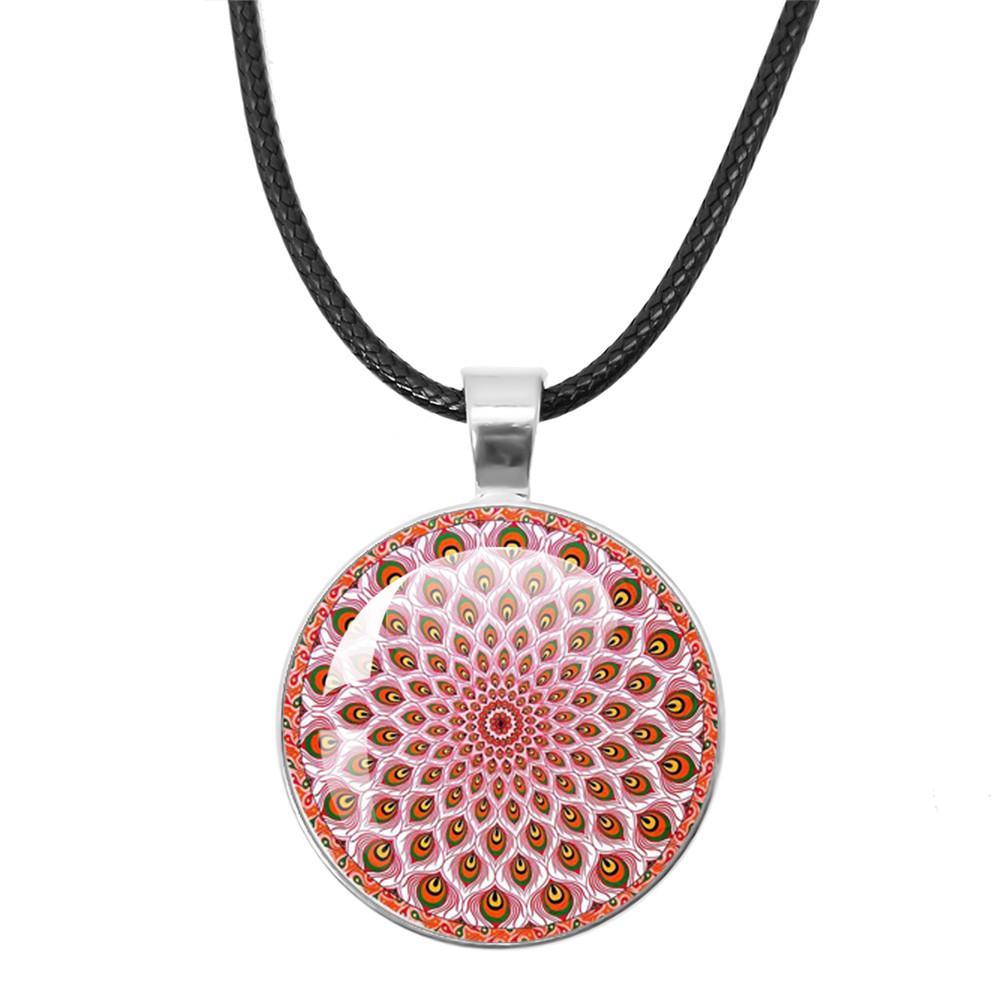Beautiful Mandala Tree of Life Rope Chain Glass Pendant Necklaces for Women Yoga Mandala Necklaces Gift Charm Women Jewelry