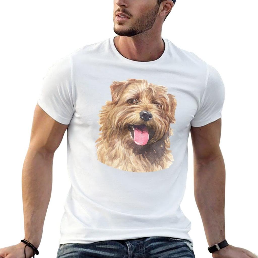 Cute Norfolk Terrier Watercolor Art TShirt Novelty Print Casual Tee Shirt