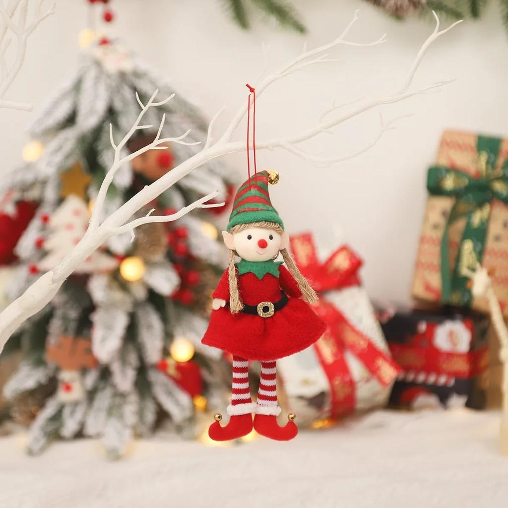 New 34CM Long Legged Cartoon Elf Doll Xmas Tree Pendants Window Decoration Christmas Party Ornament New S Gifts Home Decor