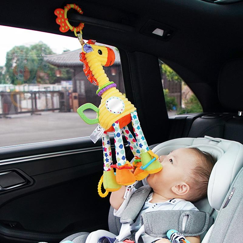 Non-Toxic Soft Giraffe Zebra Animal Handbells Rattles Plush Infant Baby Development Handle Toys With Teether Baby Toy For Newborn Gifts