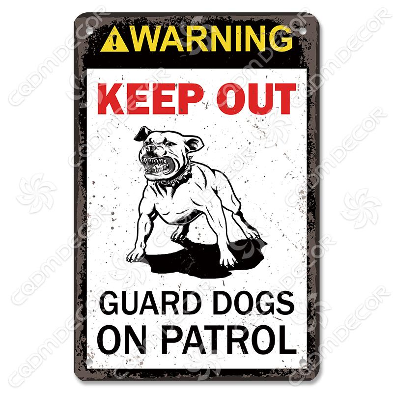 Beware of Dog Warning Tin Sign Metal Plate Caution Danger Dogs Vintage Poster Metal Plaque Garden Backyard Farm Home Wall Decor