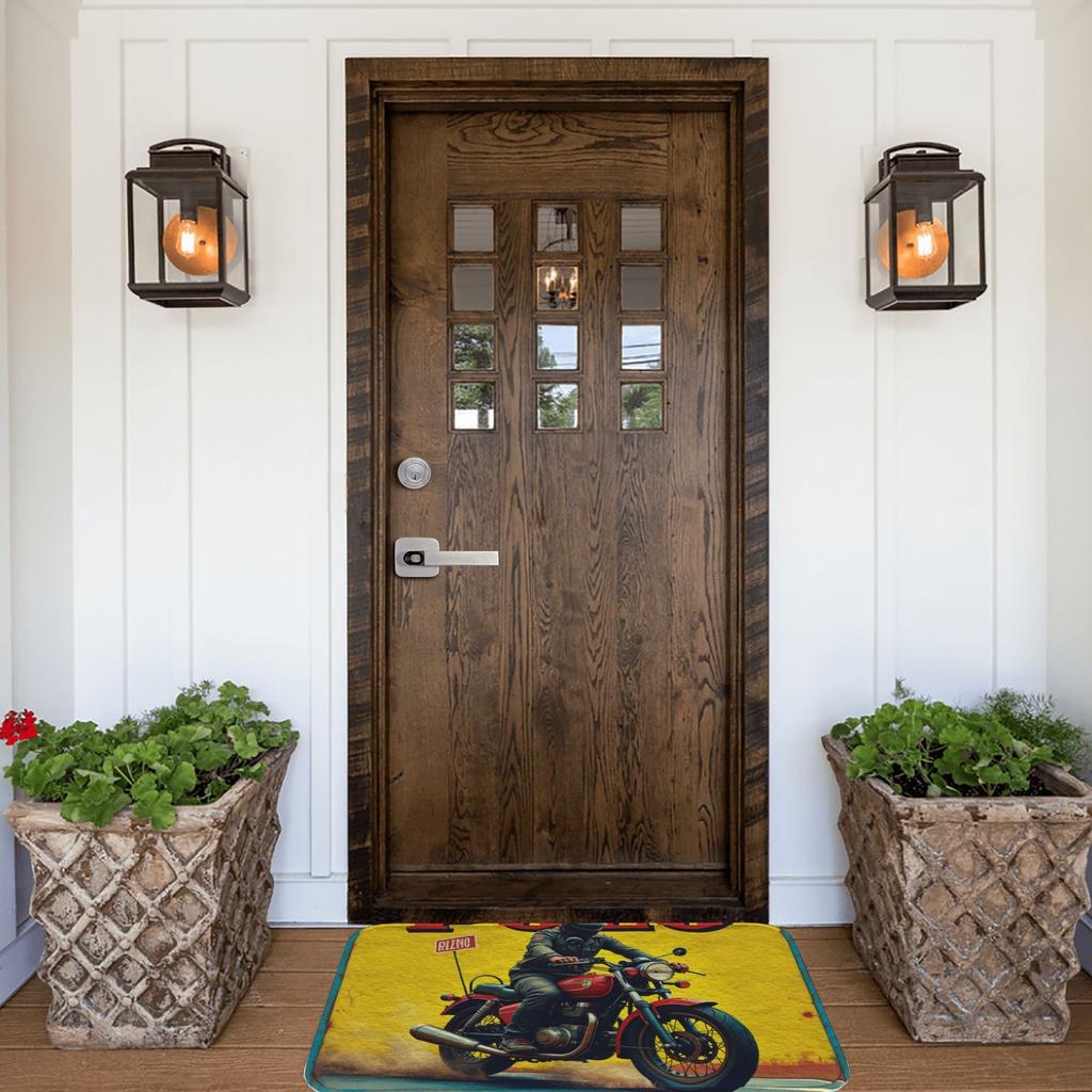 1PC Vintage Motorcycle Rider Kitchen Rug Non-Slip Door Mat Pop Design Bathroom Rug Bath Mat Carpet for Home Sink Laundry Decor