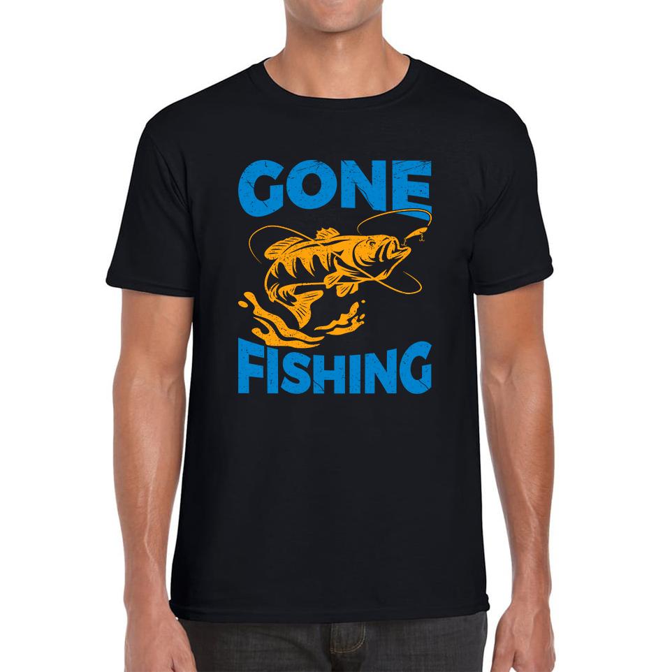 Gone Fishing Funny Unisex Mens T Shirt Womens Tops Tees S