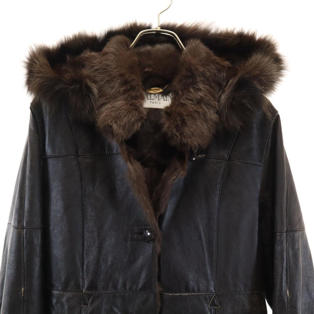Balmain Dámská hnědá kožená bunda z králíčí kůže 11 Použitá