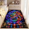Area Rug, Sacred Geometry Rainbow Neon Flower of Life Nebula Print, Meditation Room Decor, Non-Slip Mat