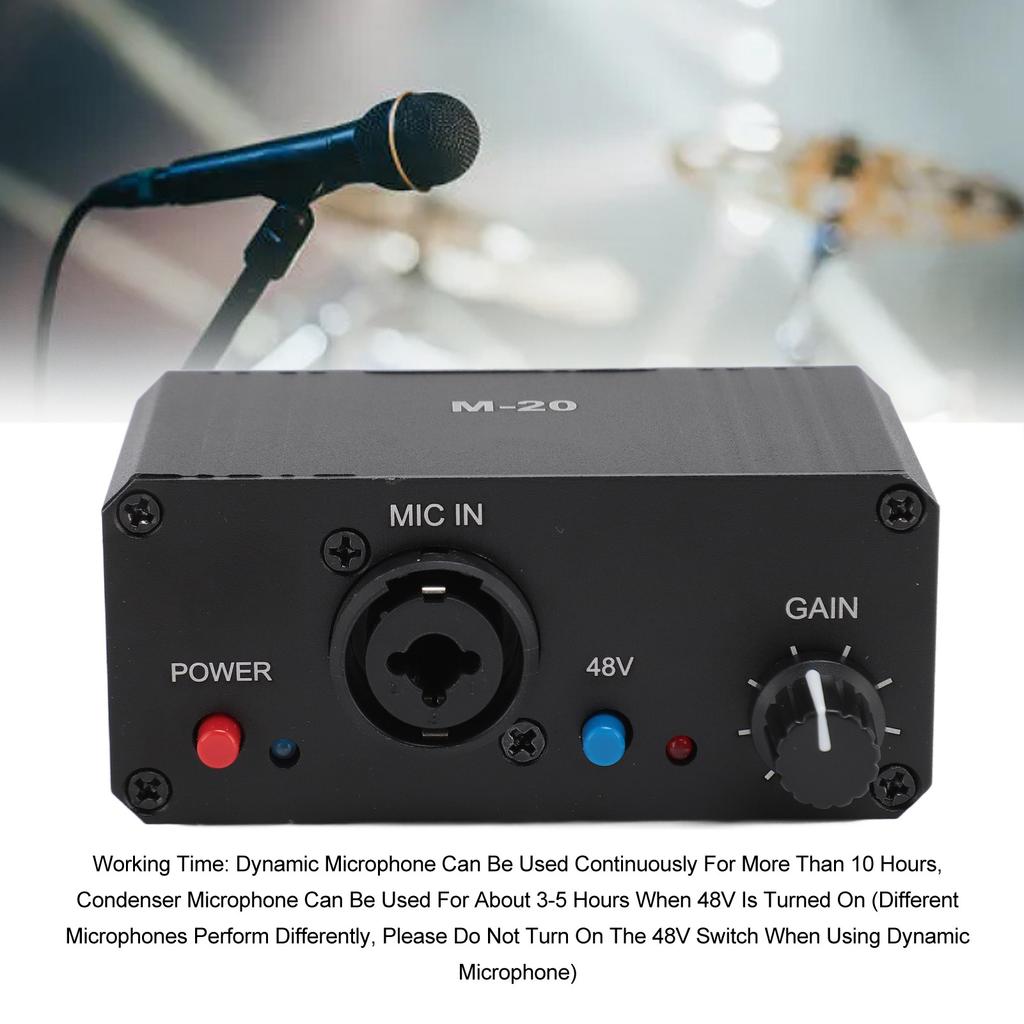 Microphone Preamp High Gain 48V Phantom Power XLR Output Mic Preamplifier for Dynamic and Condenser Microphones Booster