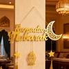 Islámský Ramadan Eid Mubarak Dřevěná Nástěnná Dekorace Zlatý Akrylový Měsíc Hvězda Lucerna Třásně Závěsné Ozdoby pro Muslimský Domov Večírek Dárek