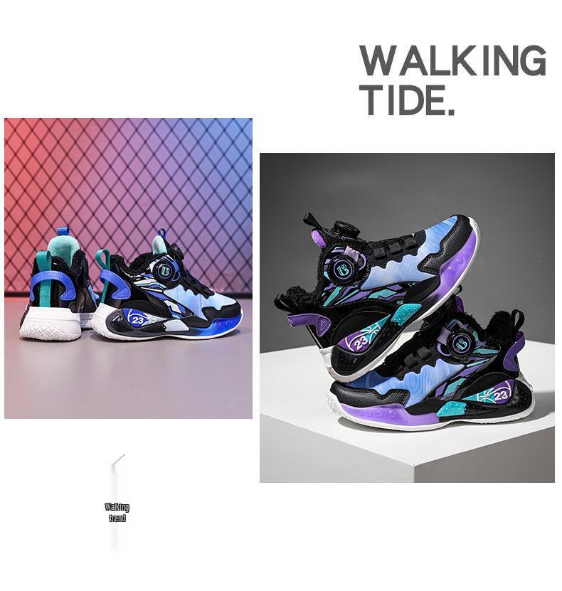 Jungen Basketballschuhe Winter 2025 - Leichte, rutschfeste Sportschuhe mit Samtfutter für Kinder